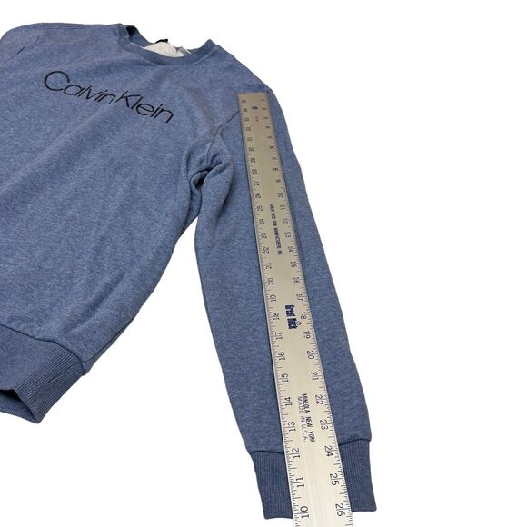 Calvin Klein Sweatshirt Mens XL Blue Logo Crewneck Pullover Cotton Blend Fall - Picture 7 of 9